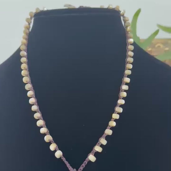 18” mother of pearl handmade necklace/ sundial shell