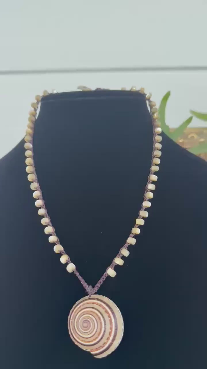 18” mother of pearl handmade necklace/ sundial shell